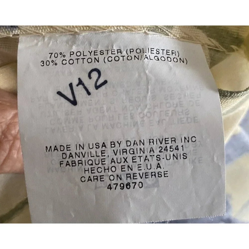 Dan River Vintage Window Valance Set of 2 Yellow Blue floral green 84 x 16